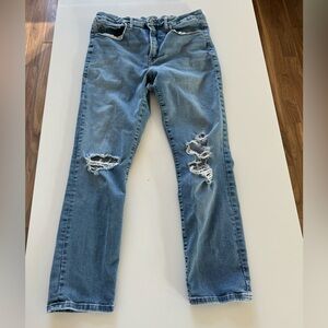 Good American ripped light wash jeans, always fits, size 10
